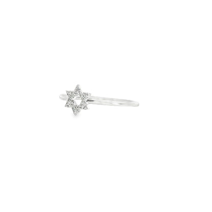 14K White Gold Diamond Star Of David Ring 0.05Cttw