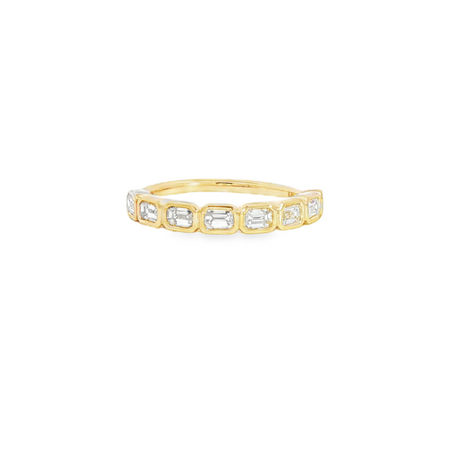 14K Yellow Gold Lab East To West Bezel Set Abnd 1/2Way