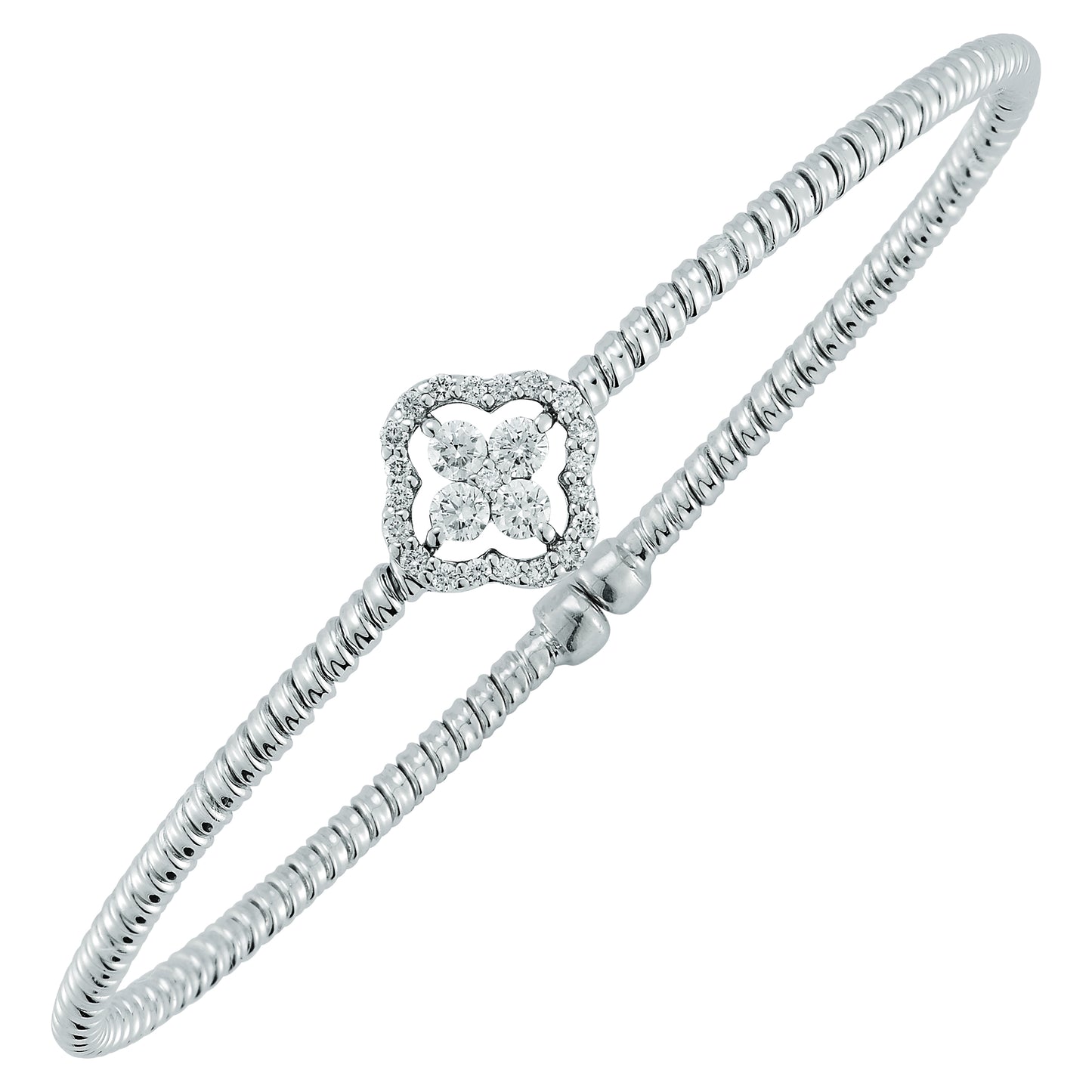 18K White Gold Diamond Flex Bangle Bracelet 0.35Ct