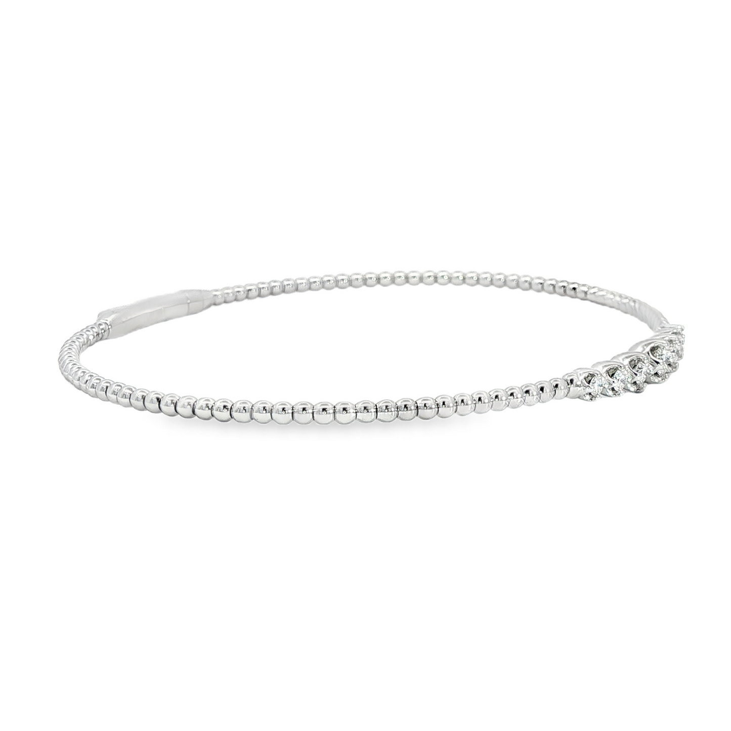 14Kwg Diamond Soft Bangle  Bracelet Containng 7Rd = 0.20Ct 4Mm