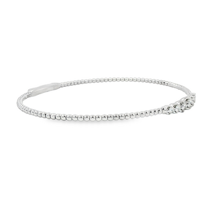 14Kwg Diamond Soft Bangle  Bracelet Containng 7Rd = 0.20Ct 4Mm