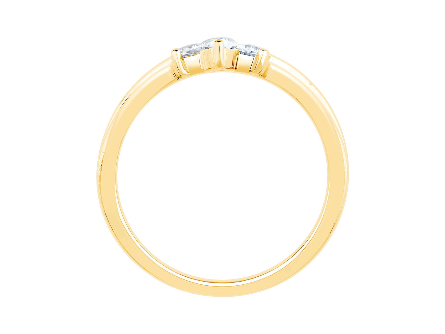 14K Yellow Gold Lab Diamond Mixed Facny Shape Contour Wedding Band Containing 0.37Ctw