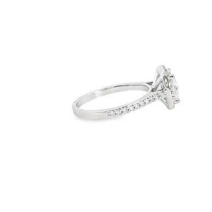 18k white gold cushion halo diamond engagement ring 2.32ct