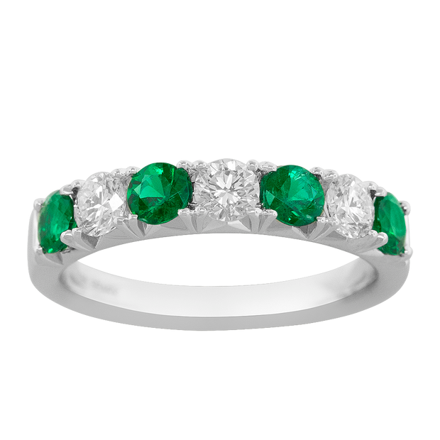 18k white gold emerald and diamond band