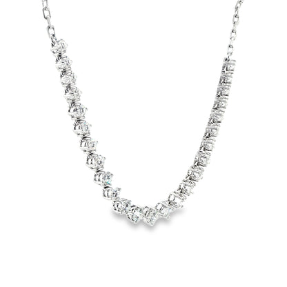 18K White Gold Diamond Section Chain Necklace Containing 1.93Ctw Of Round Diamonds