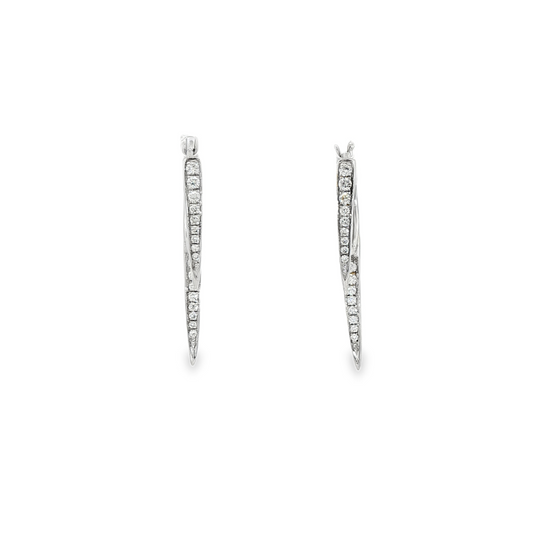 18K White Gold Diamond Huggie Hoop Earrings 0.20Ctw