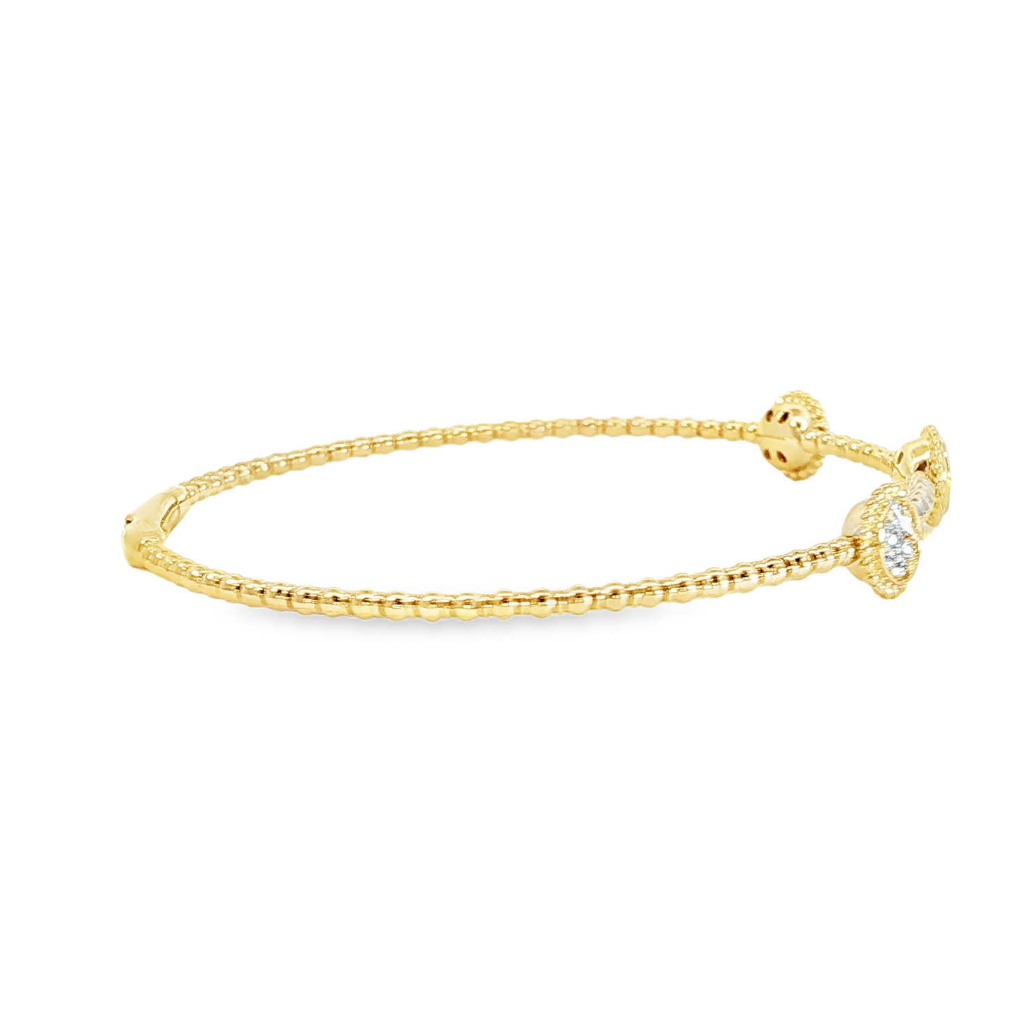 14Kyg Diamond Flex  Station Bracelet Containng 3 Round Sections  21Rd = 0.34Ct
