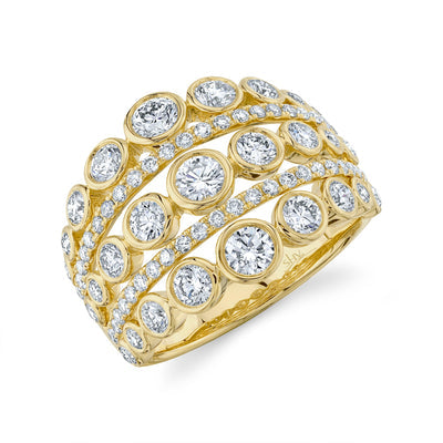 14k yellow gold bezel and prong set diamond fashion ring 2.01ct