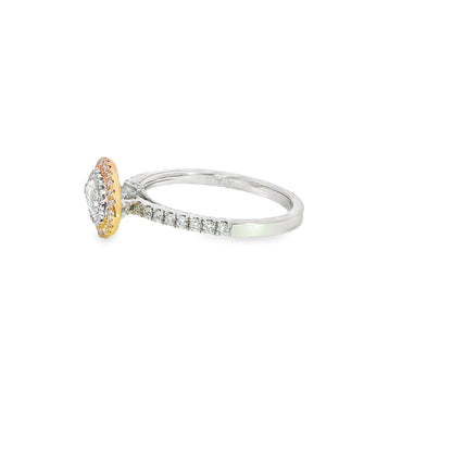 18k two tone east to west marqusie diamond halo ring 0.75ct
