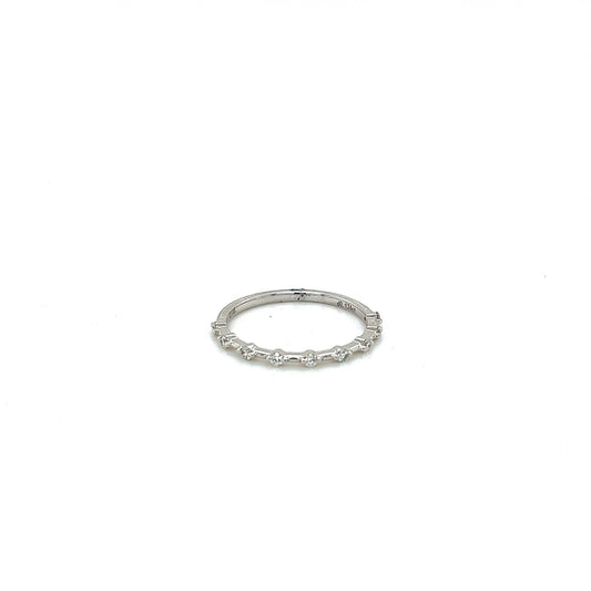 White Gold Dainty Scattered Diamond Band