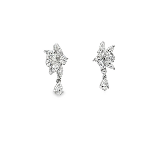 18K White Gold Mixed Diamond Earrings 1.41Ctw