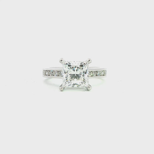 Custom Platinum Princess Cut Diamond Channel Set Engagement Ring
