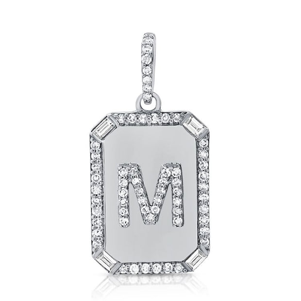 14k white gold diamond border initial 0.24ct