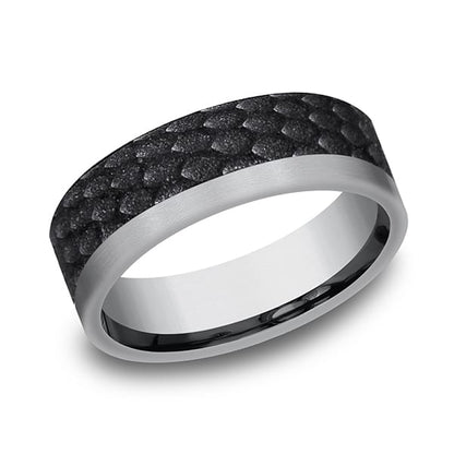 Tantalum and Black Titanium Comfort-fit Design Wedding Band