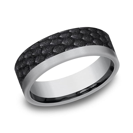 Tantalum and Black Titanium Comfort-fit Design Wedding Band