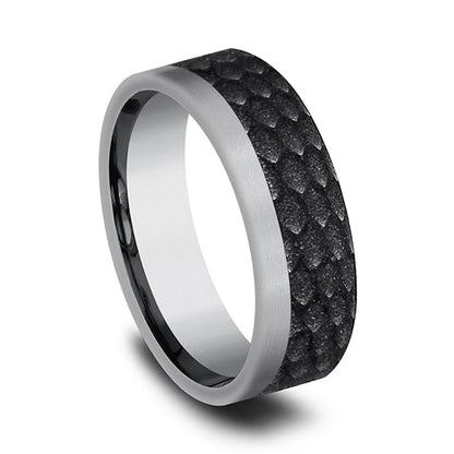 Tantalum and Black Titanium Comfort-fit Design Wedding Band