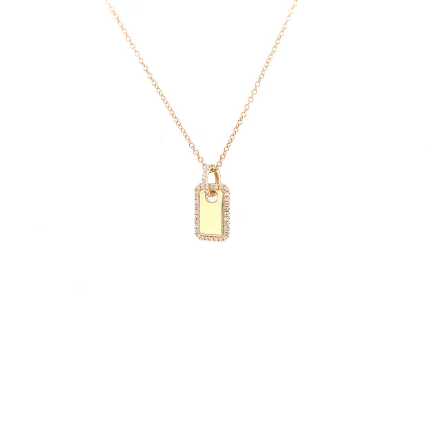 14k yellow gold mini diamond tag pendant 0.28ct