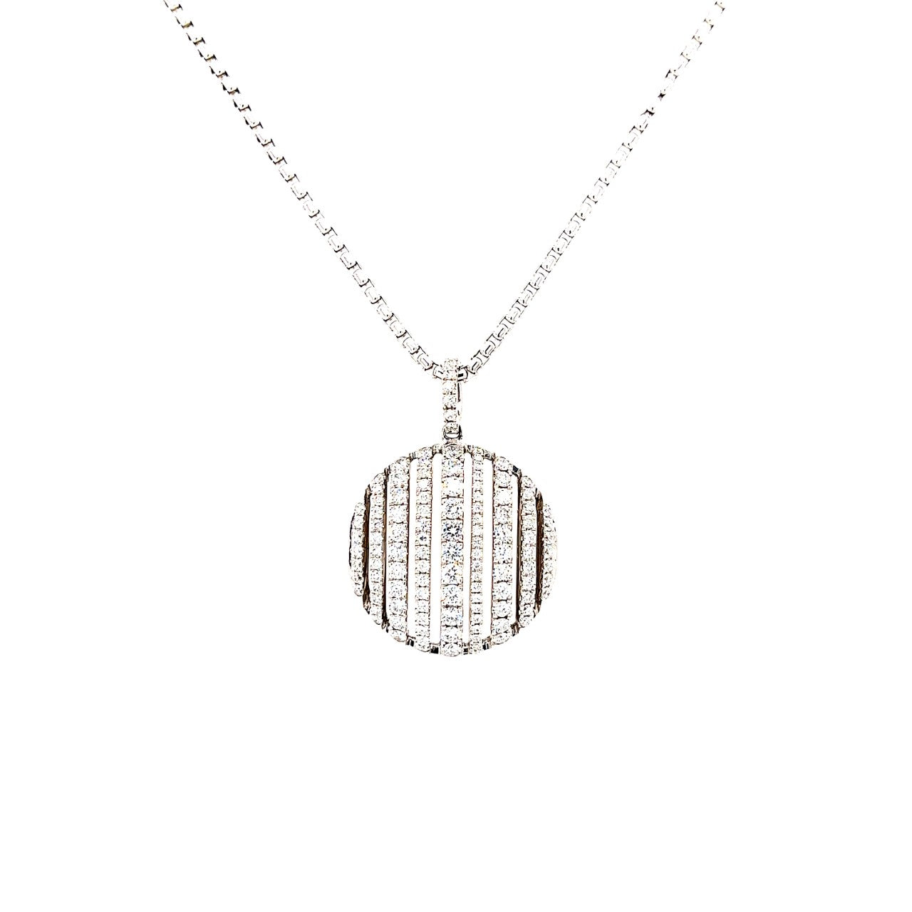 18k white gold open cut diamond circle pendant 1.30ct