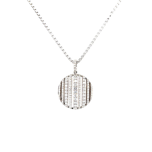 18k white gold open cut diamond circle pendant 1.30ct