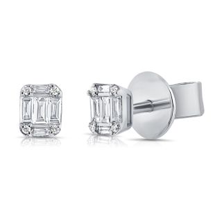 14k white gold diamnd cluster studs 0.24ct