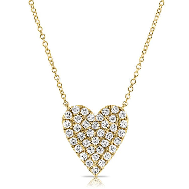14k yellow gold diamond heart pendant 0.70ct