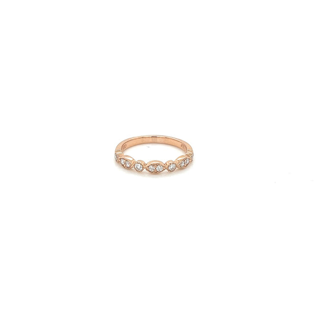 14k rose gold diamond round and marquise shape bezel set band 0.19ct
