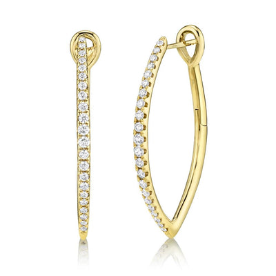 14k yellow gold oblong diamond hoop earrings 0.75ct