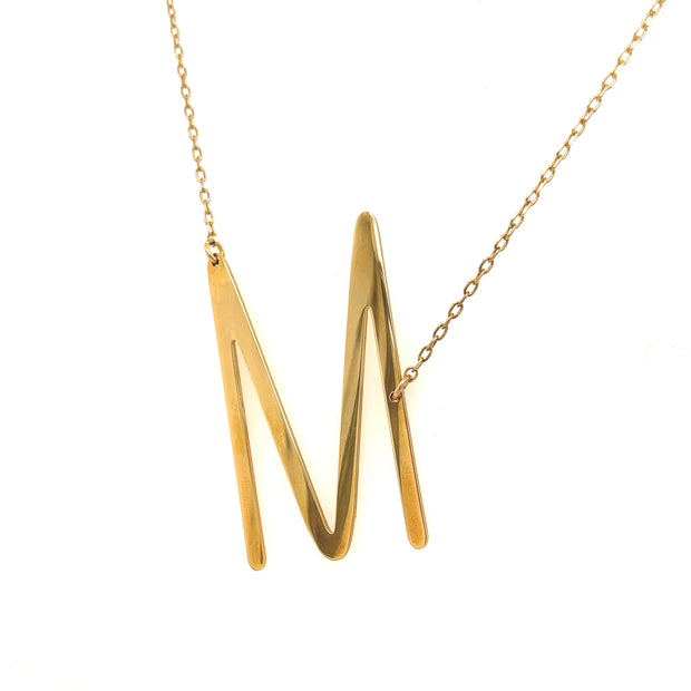 yellow gold plated large initial m