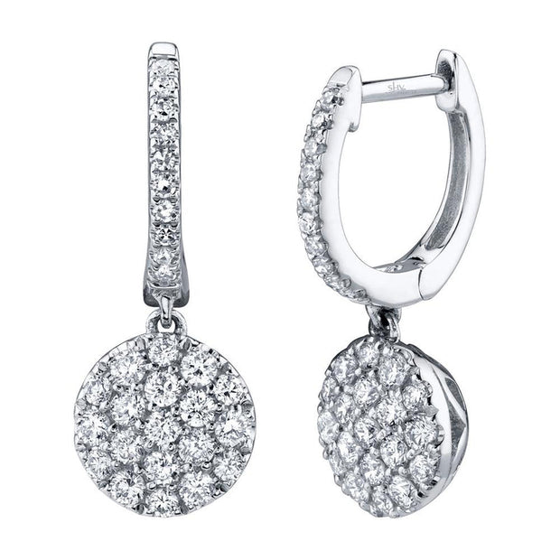 white gold dangle pave diamond earrings 0.50ct