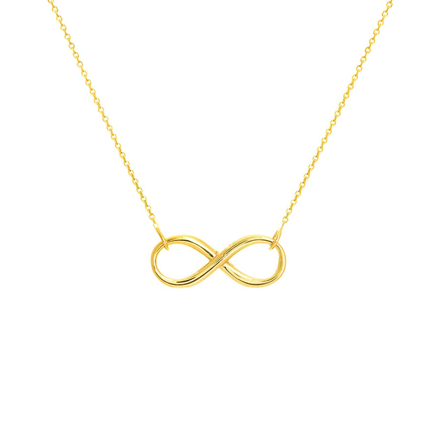 14k yellow gold east to west infinity necklace