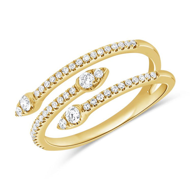 14k yellow gold triple diamond wrap ring 0.33ct