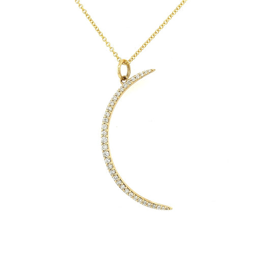 14k yellow gold diamond crescent moon charm 0.42ct