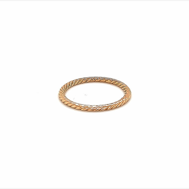 14k rose gold rope stackable ring