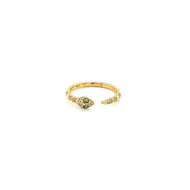 14k yellow gold snake ring 0.12ct