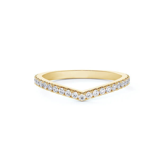 18k yellow gold curved french pave diamond band 0.27ct