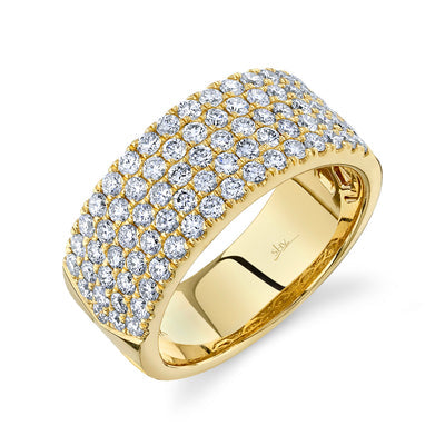 14k yellow gold five diamond row band 1.52ct
