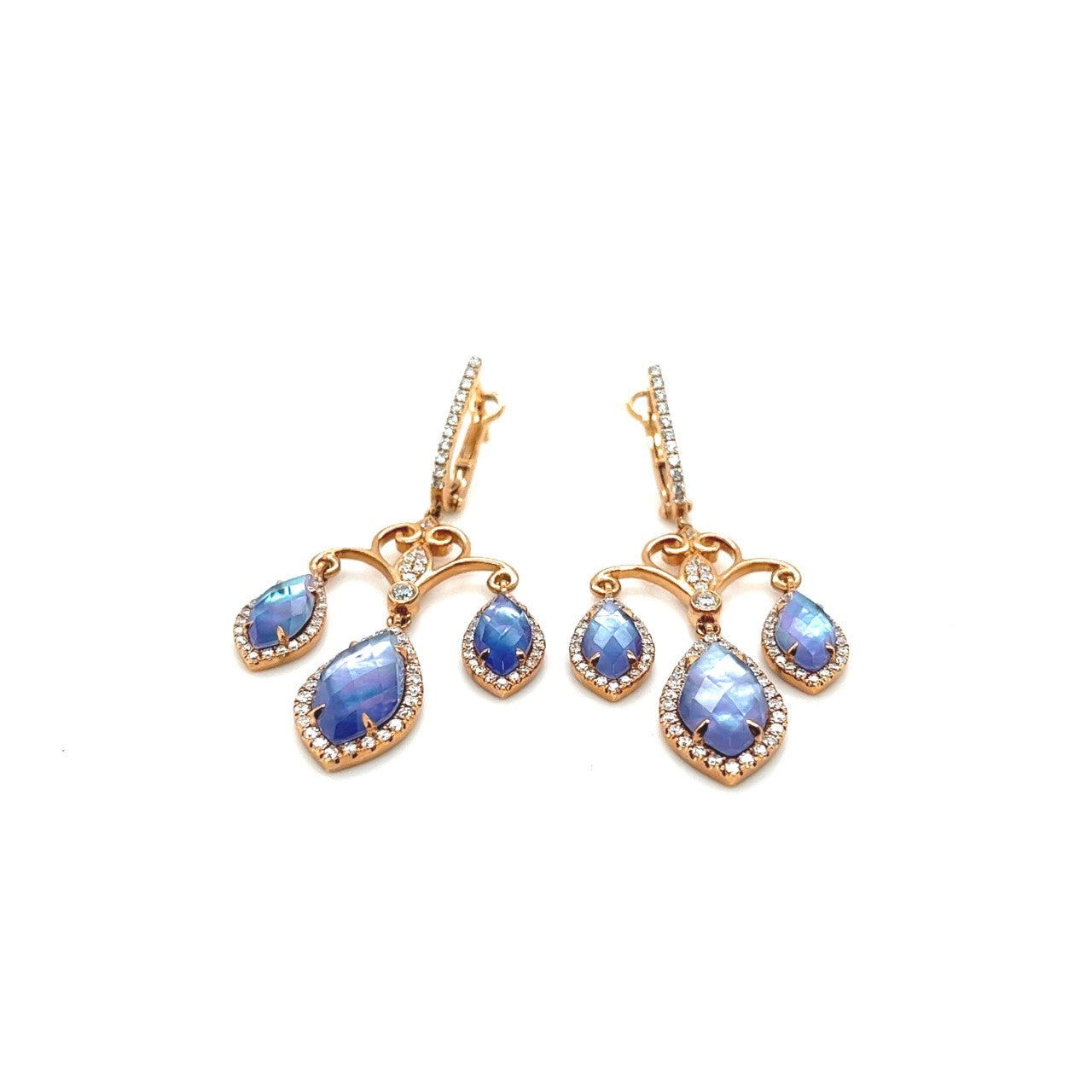 18k rose gold amethyst and diamond chandelier earrings