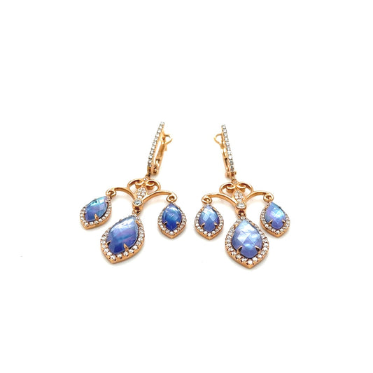 18k rose gold amethyst and diamond chandelier earrings