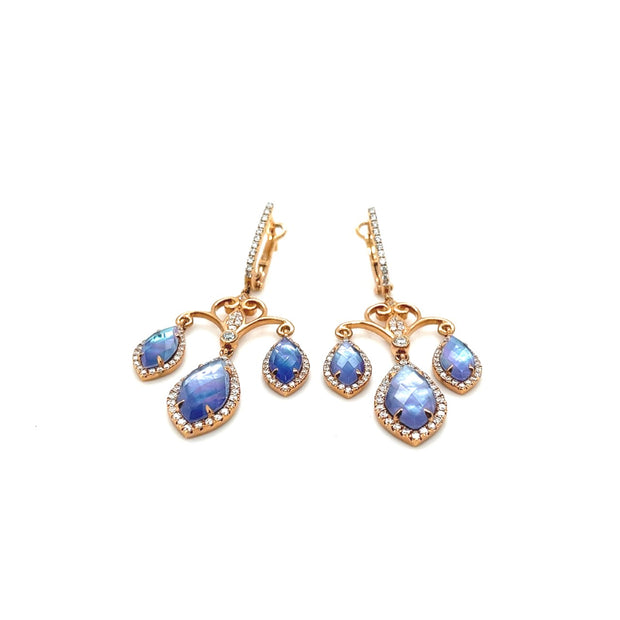 18k rose gold amethyst and diamond chandelier earrings