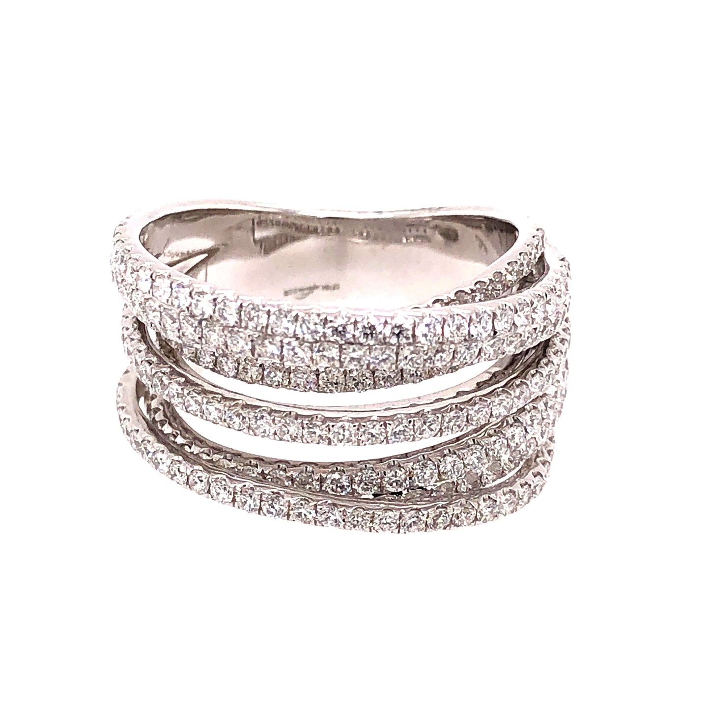 18k white gold multi layer criss cross ring 1.97ct