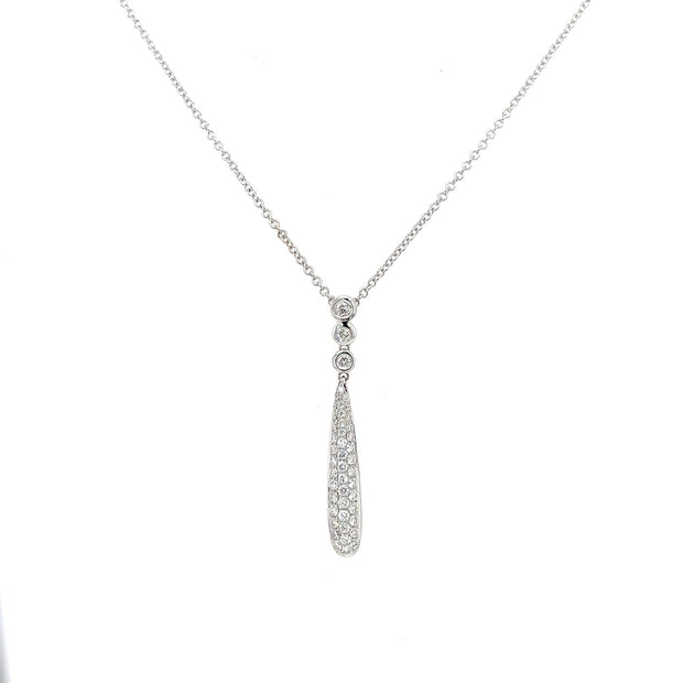 14k white gold elegant drop diamond pendant