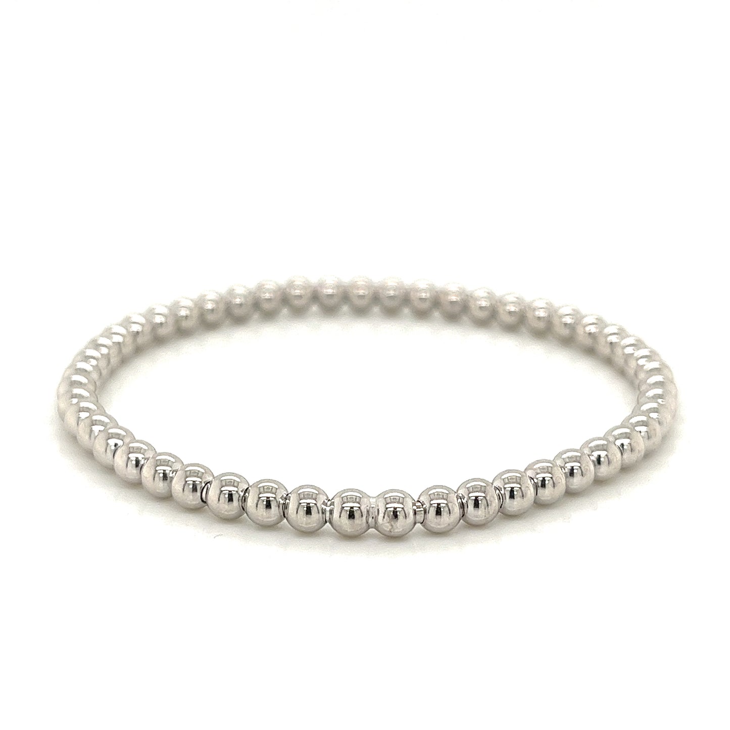 14k white gold stretchy bead bracelet