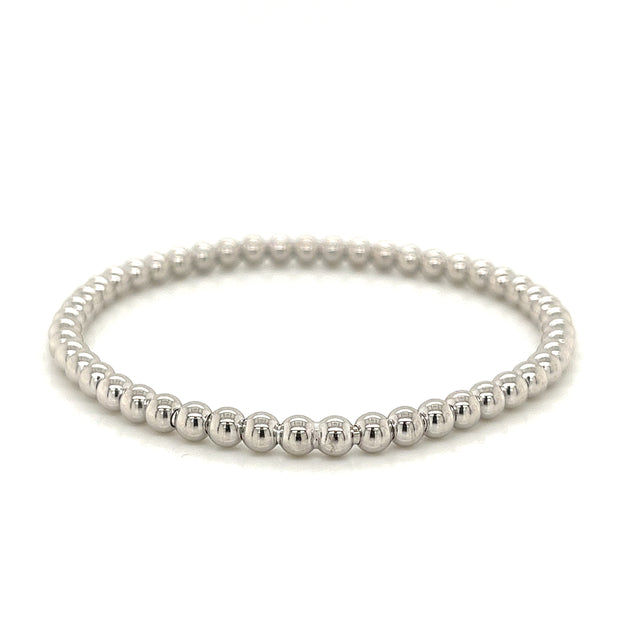 14k white gold stretchy bead bracelet