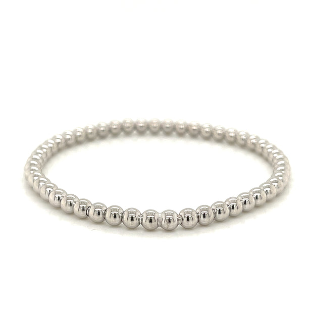 14k white gold stretchy bead bracelet