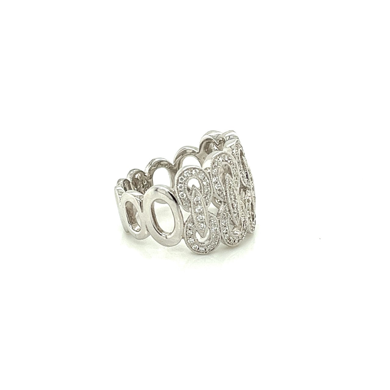 18k white gold open oval shape fashion ring 0.51ct