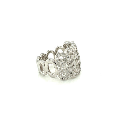 18k white gold open oval shape fashion ring 0.51ct