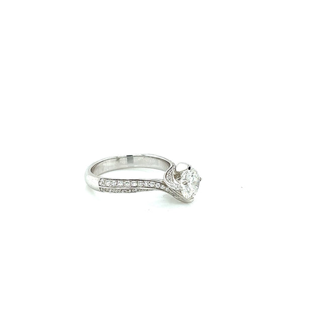 18k white gold curved forevermark diamond engagement ring 1.35ct