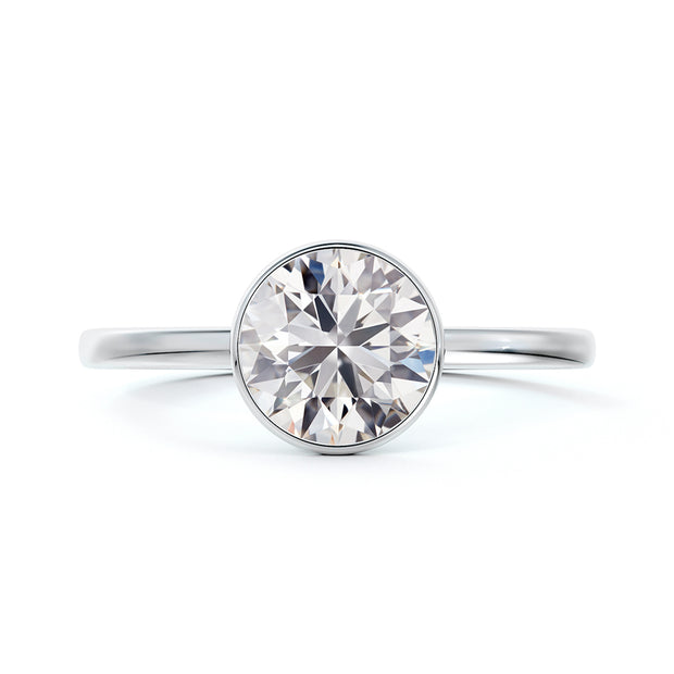 platinum bezel set round diamond engagement ring 1.01ct