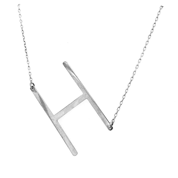 sterling silver large initial necklace h
