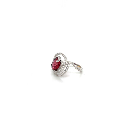 18k white gold tourmaline diamond swirl fashion ring